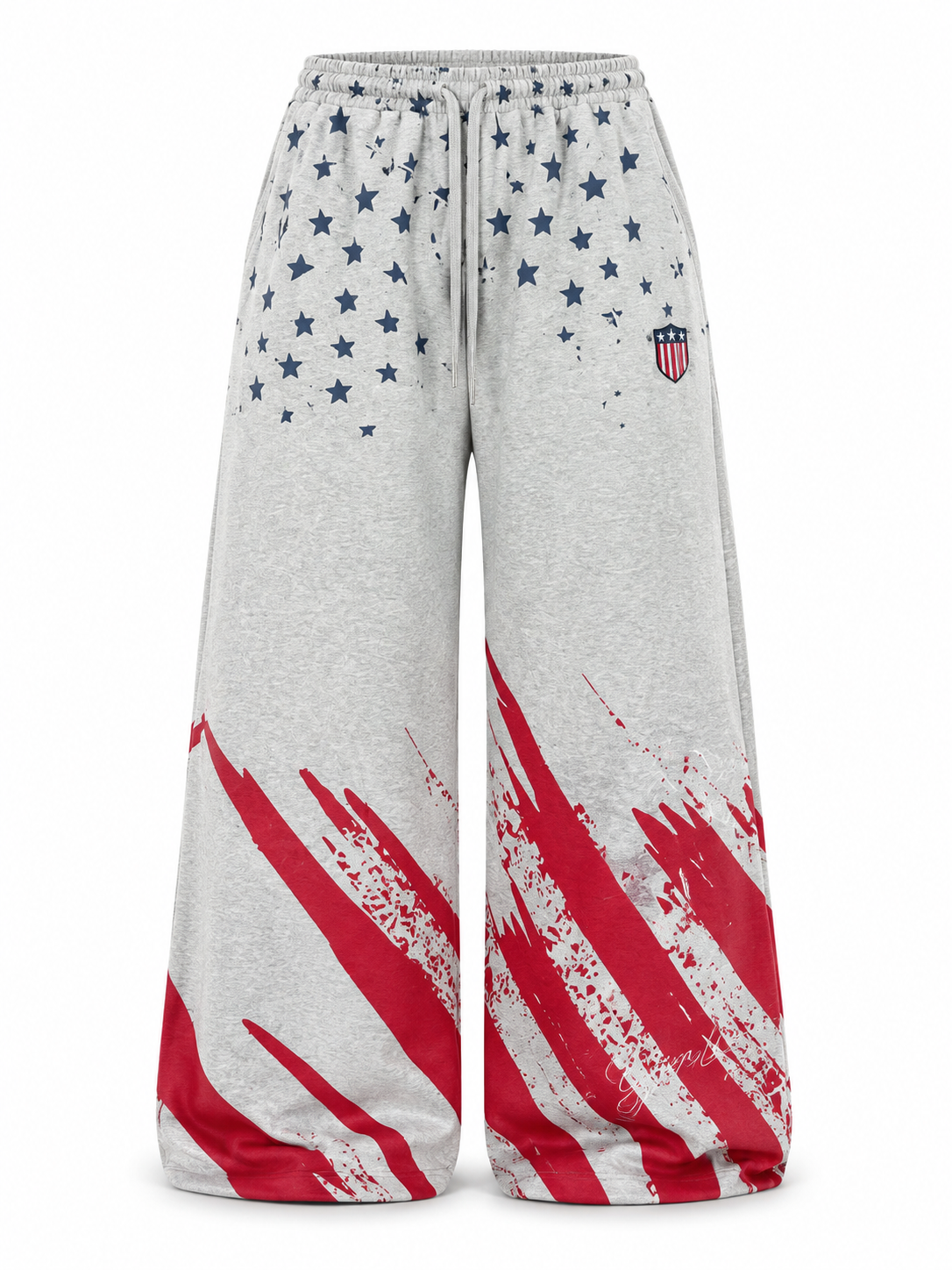 Heather gray flag graphic sweatpants back view