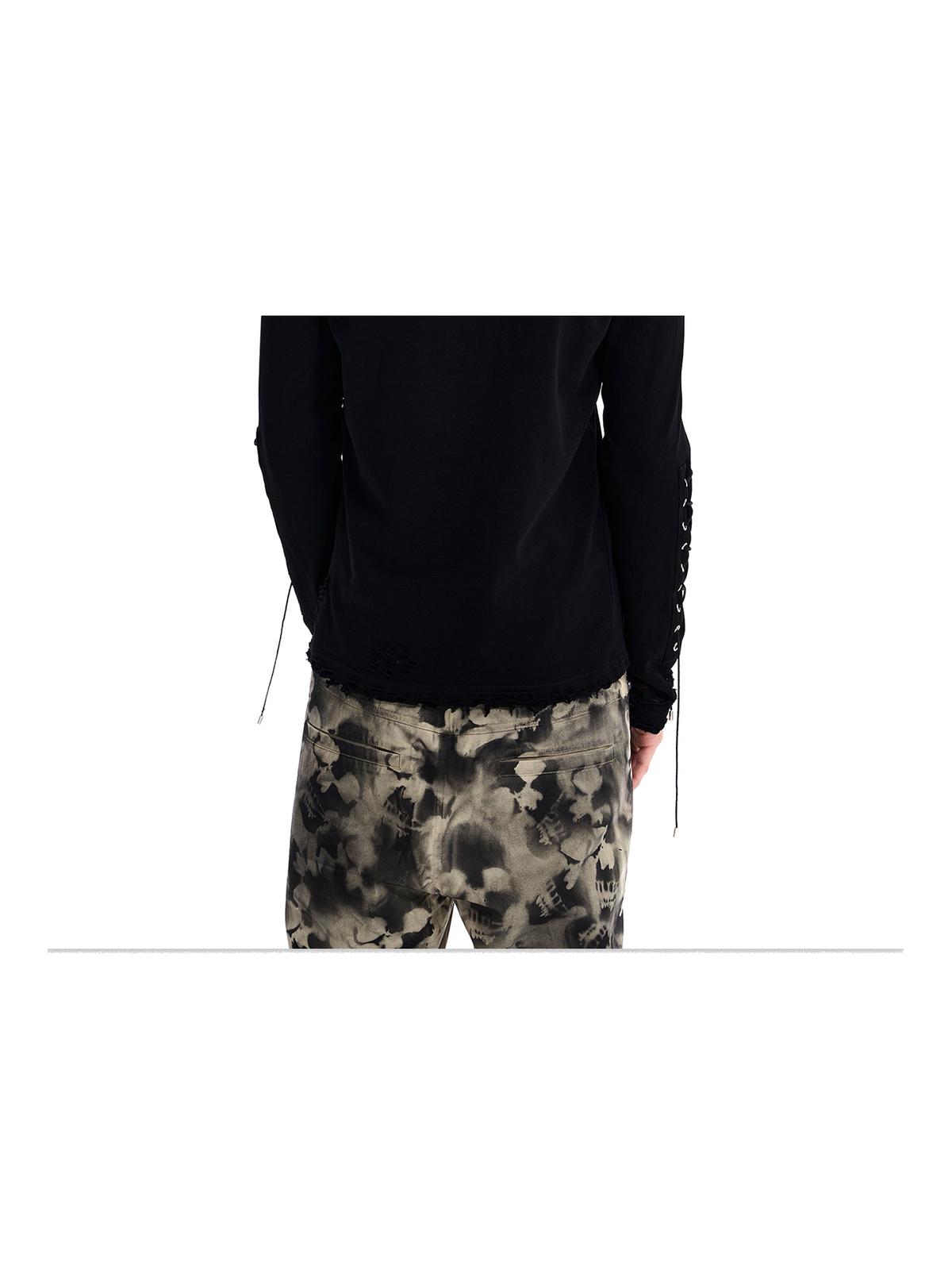 Distressed Lace-Up Long-Sleeve Tee product view 5