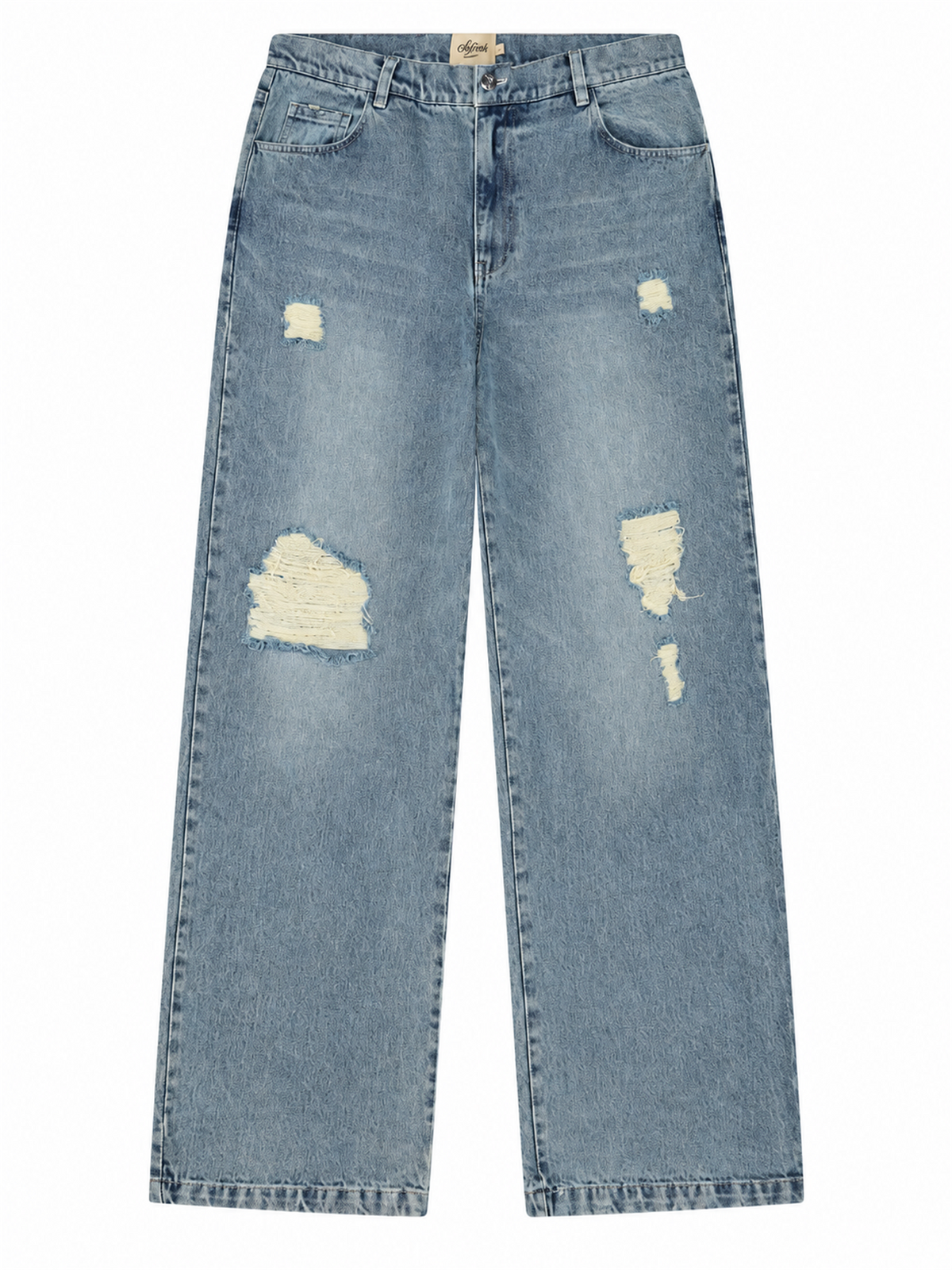 Distressed Washed Wide-Leg Jeans product image