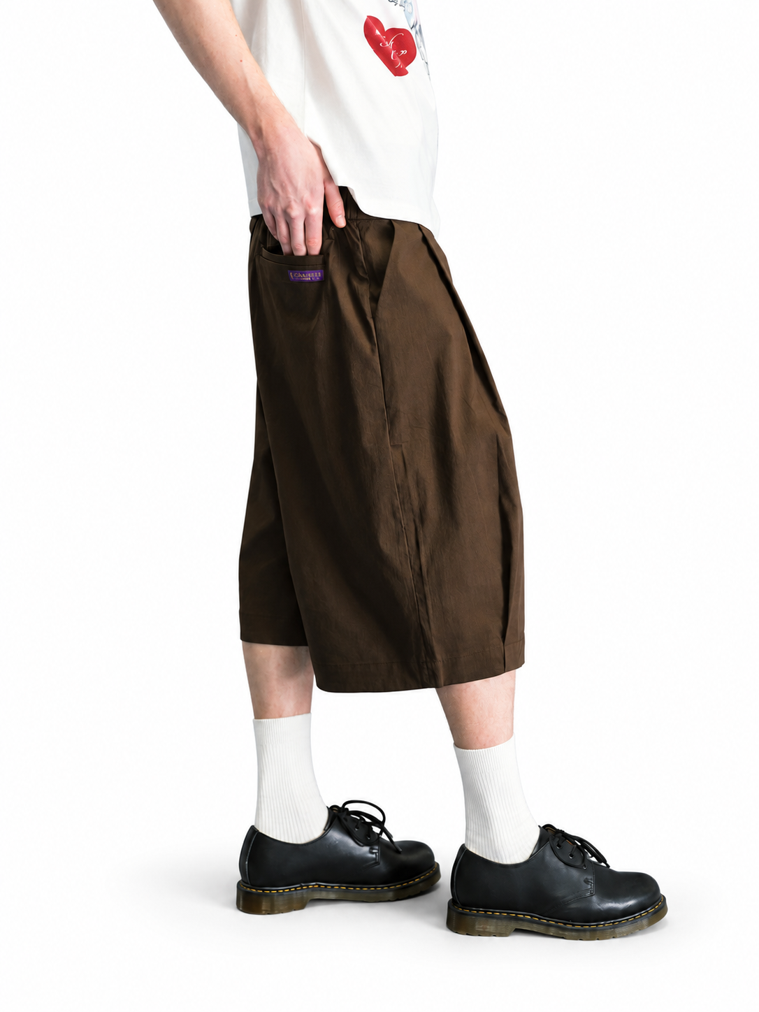 Ace Jolun coffee brown cropped wide-leg trousers side view