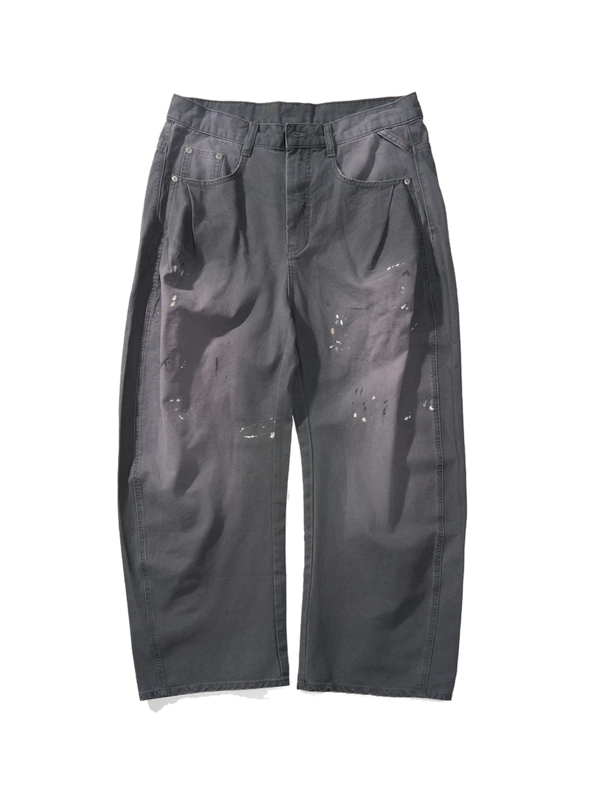 Double-Pleat Washed Curved-Leg Jeans product image