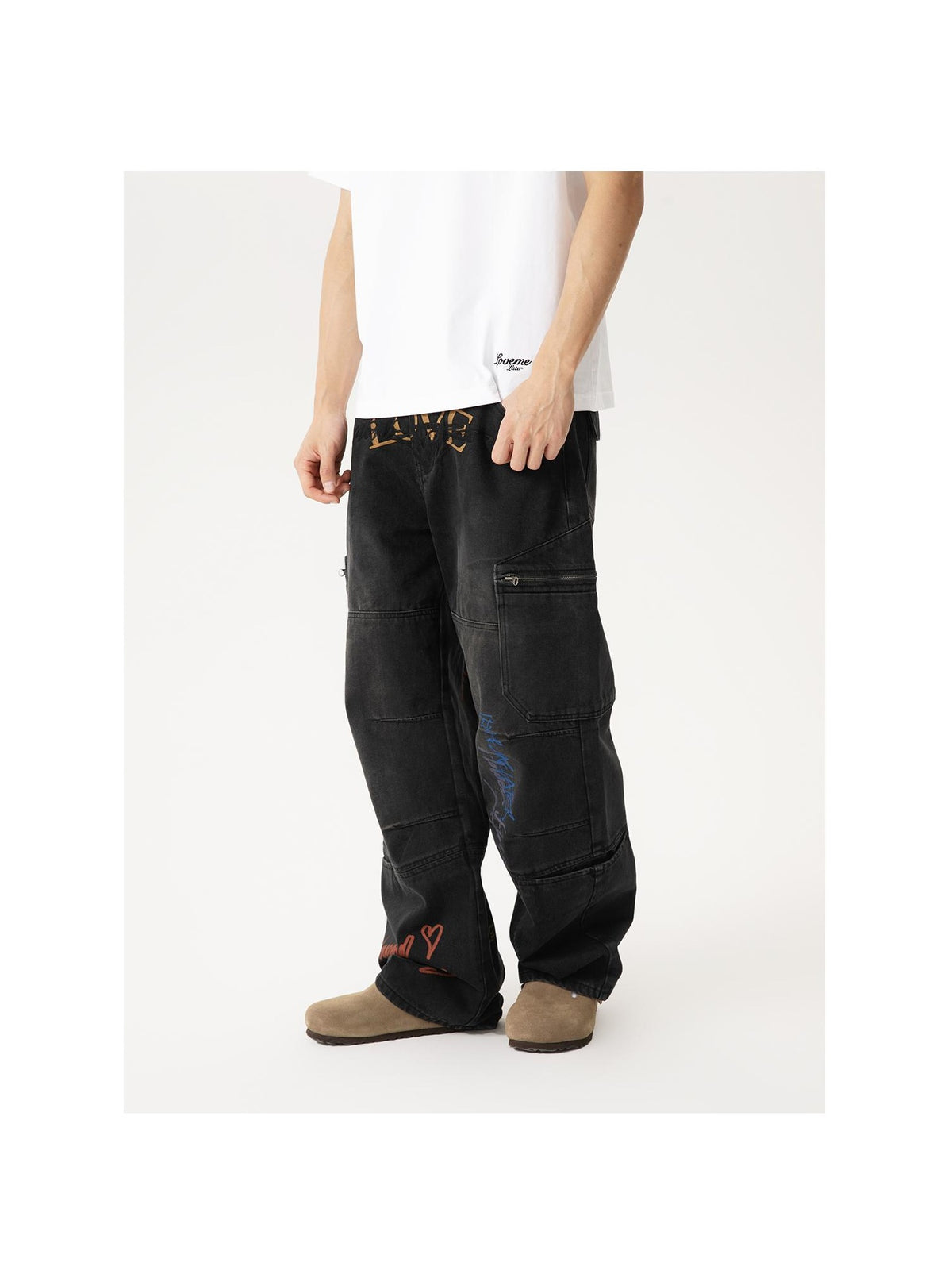Embroidered Graffiti Baggy Jeans product image