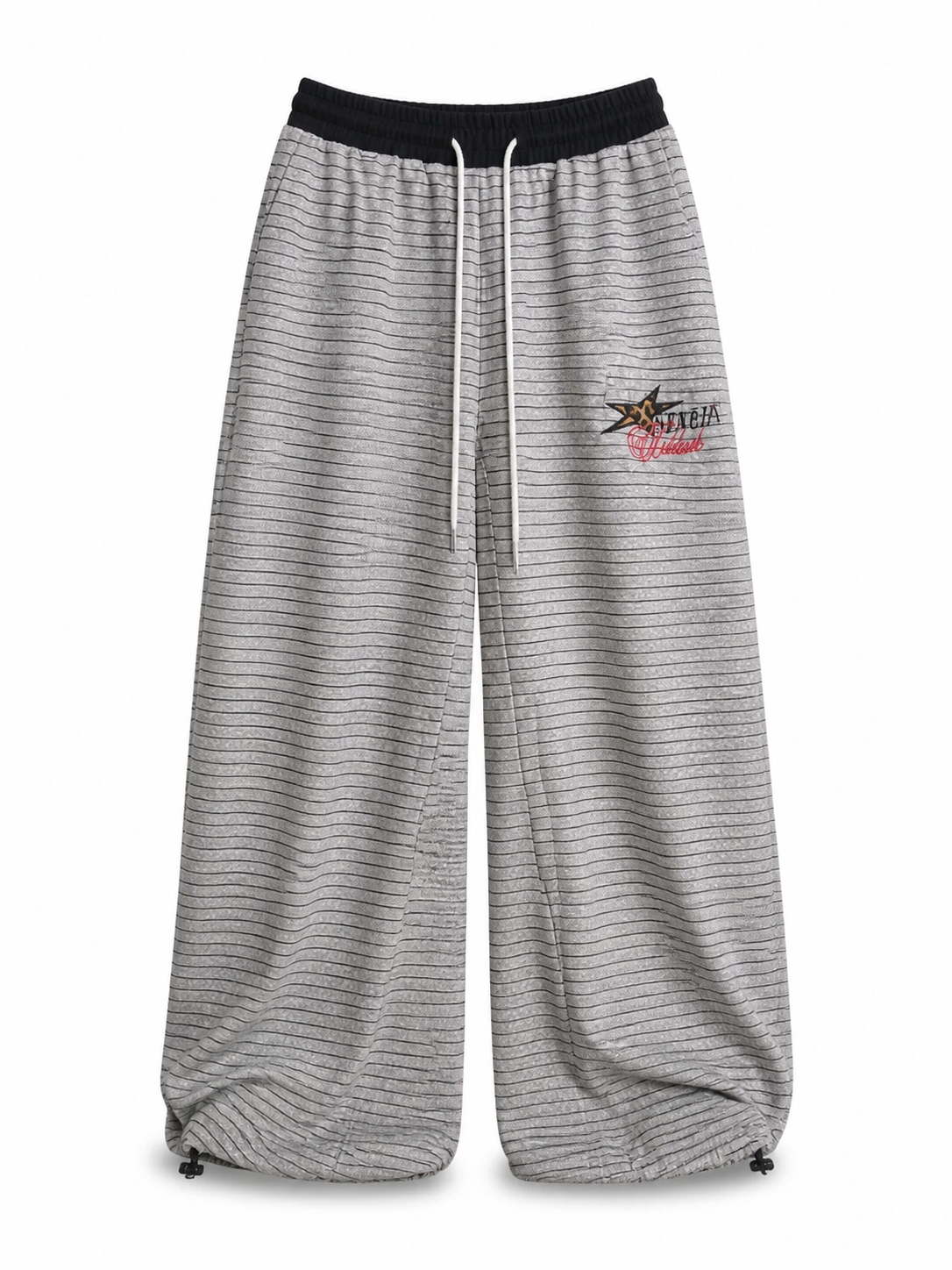 Heather gray stripe pants alternate front view