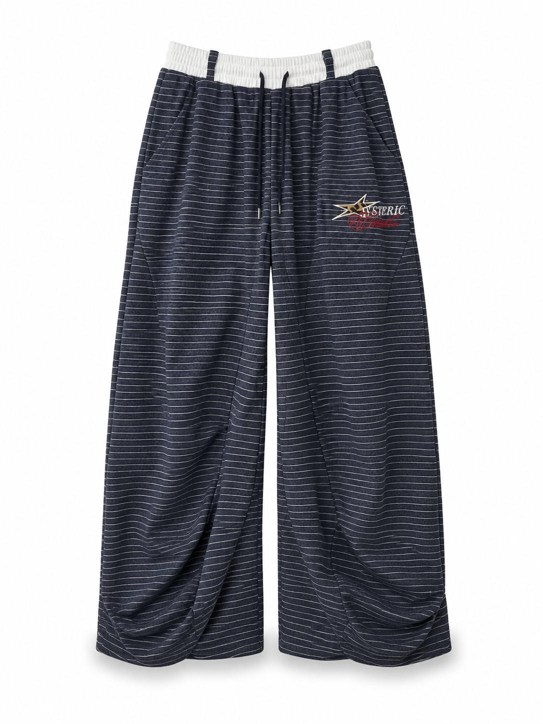 Navy stripe pants alternate front view