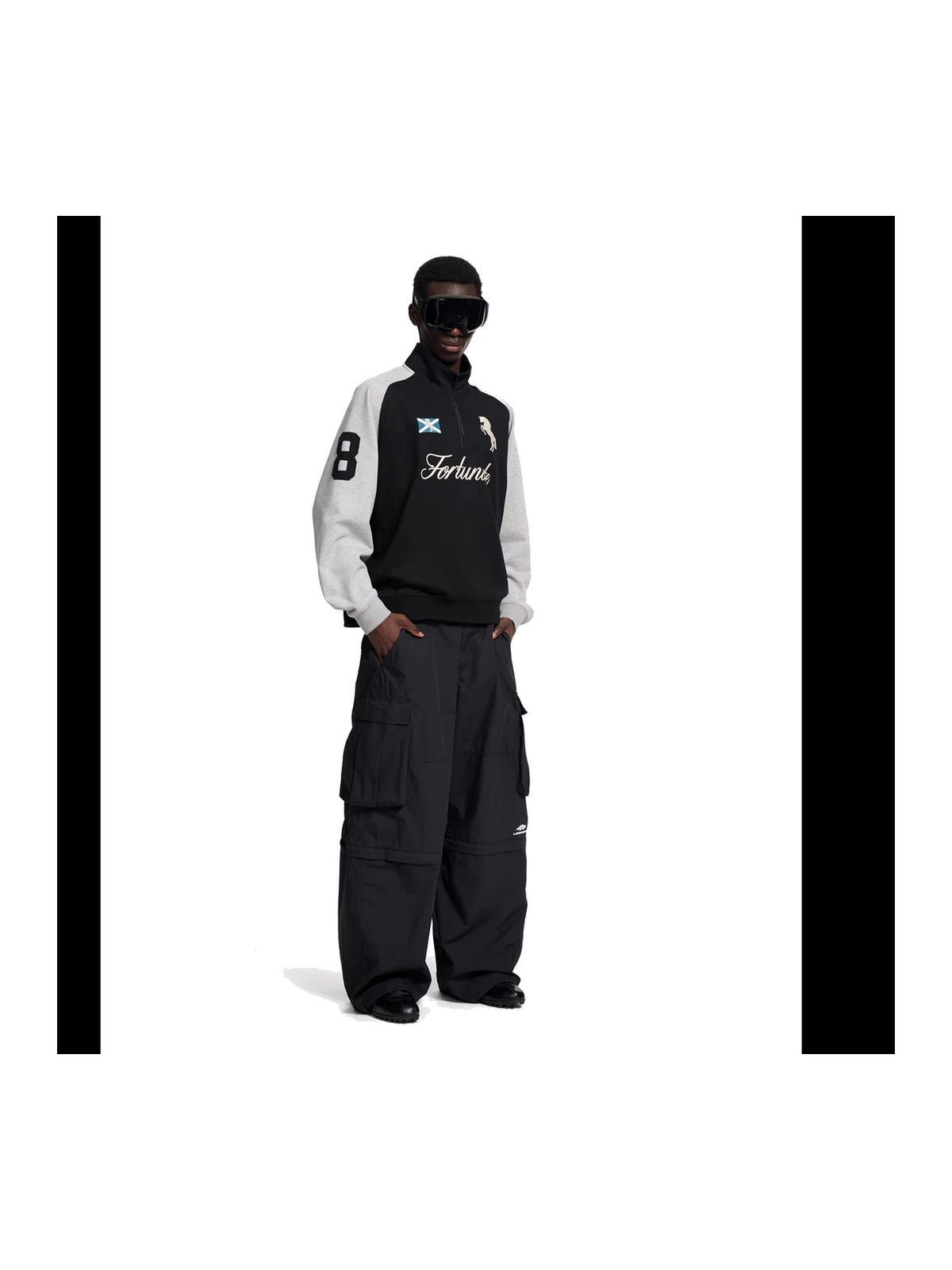 Embroidered Zip-Up Half-Zip Stand-Collar Sweatshirt product image 1