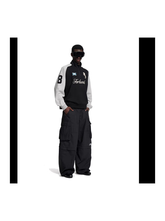 Embroidered Zip-Up Half-Zip Stand-Collar Sweatshirt product image 1