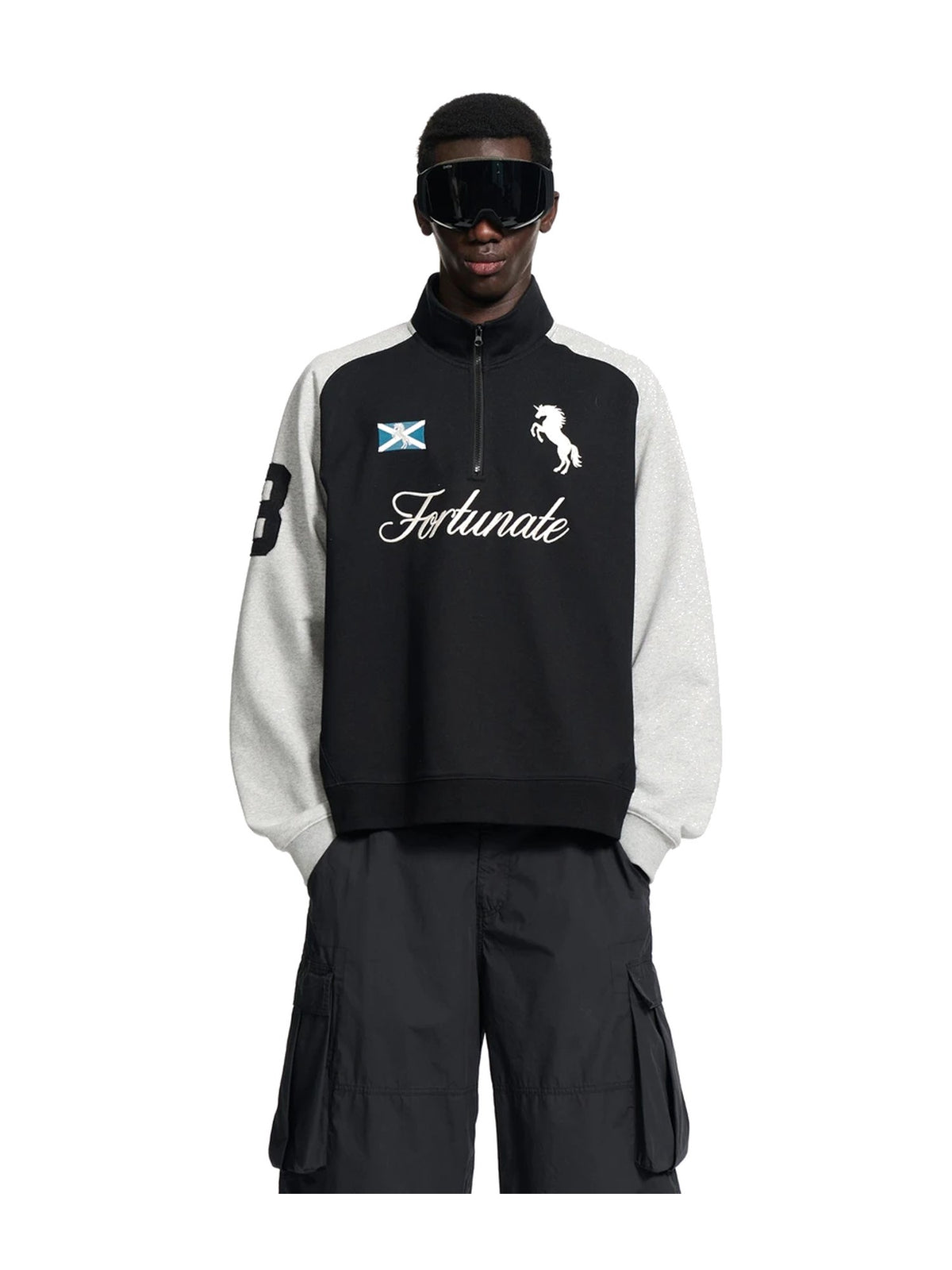 Embroidered Zip-Up Half-Zip Stand-Collar Sweatshirt product image 2
