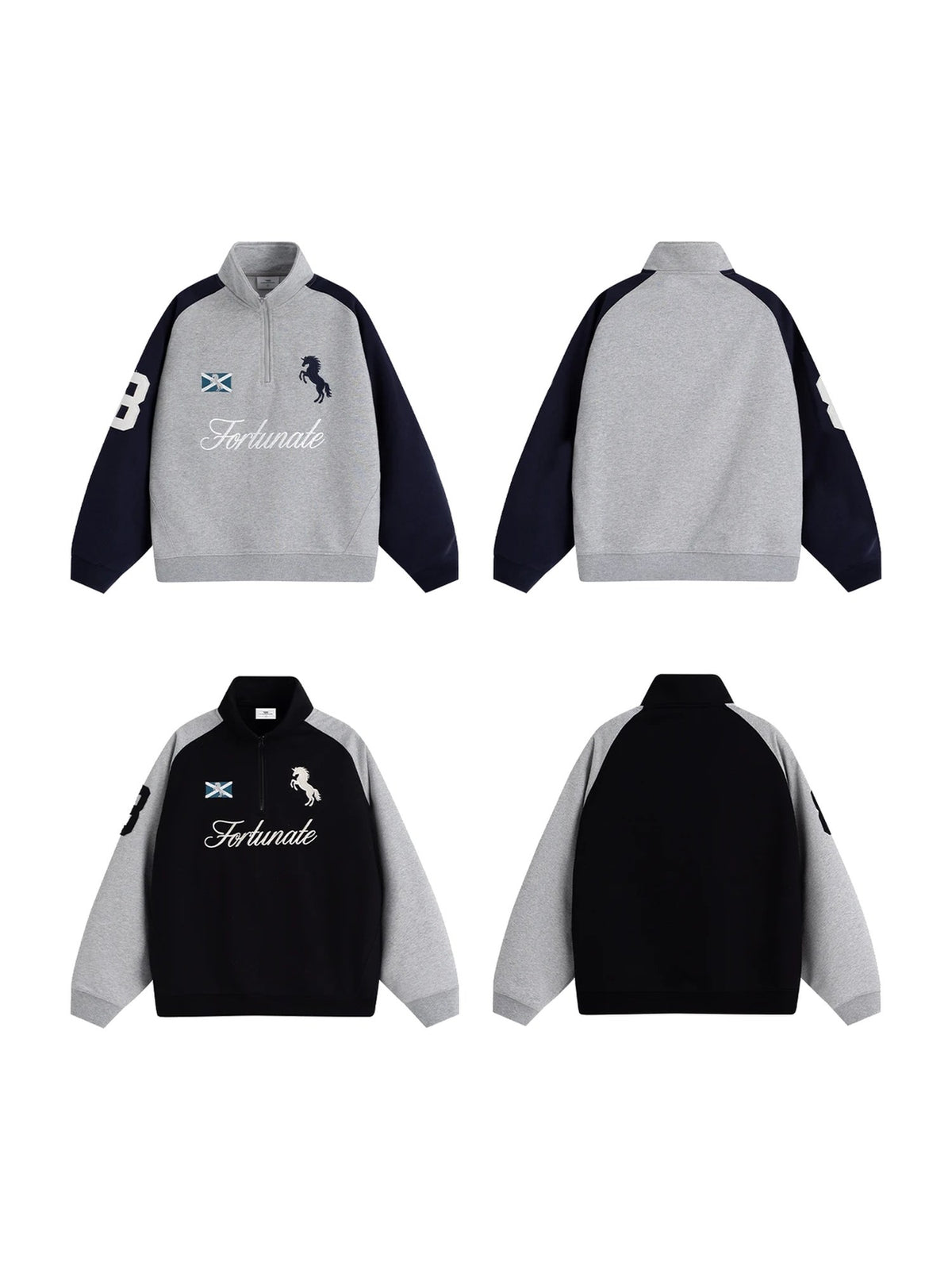 Embroidered Zip-Up Half-Zip Stand-Collar Sweatshirt product image 5