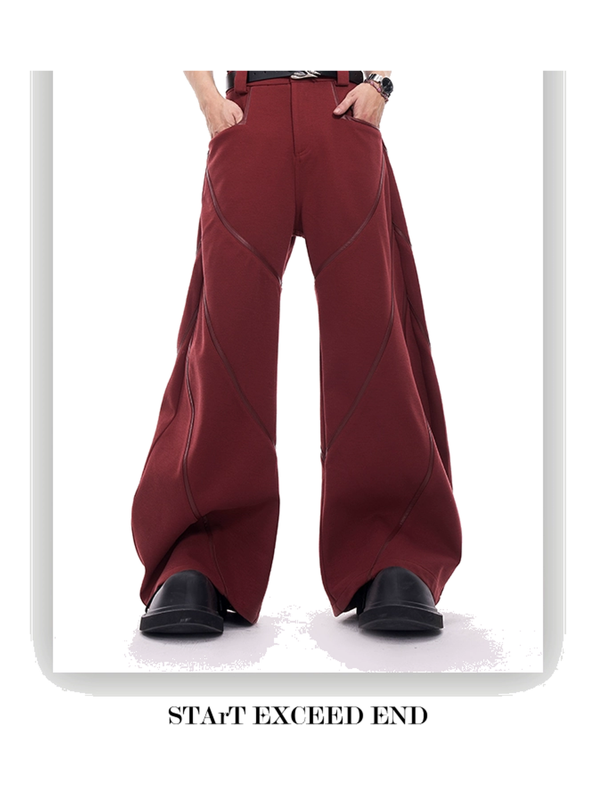 Faux-Leather Panel Barrel-Leg Pants product view 6