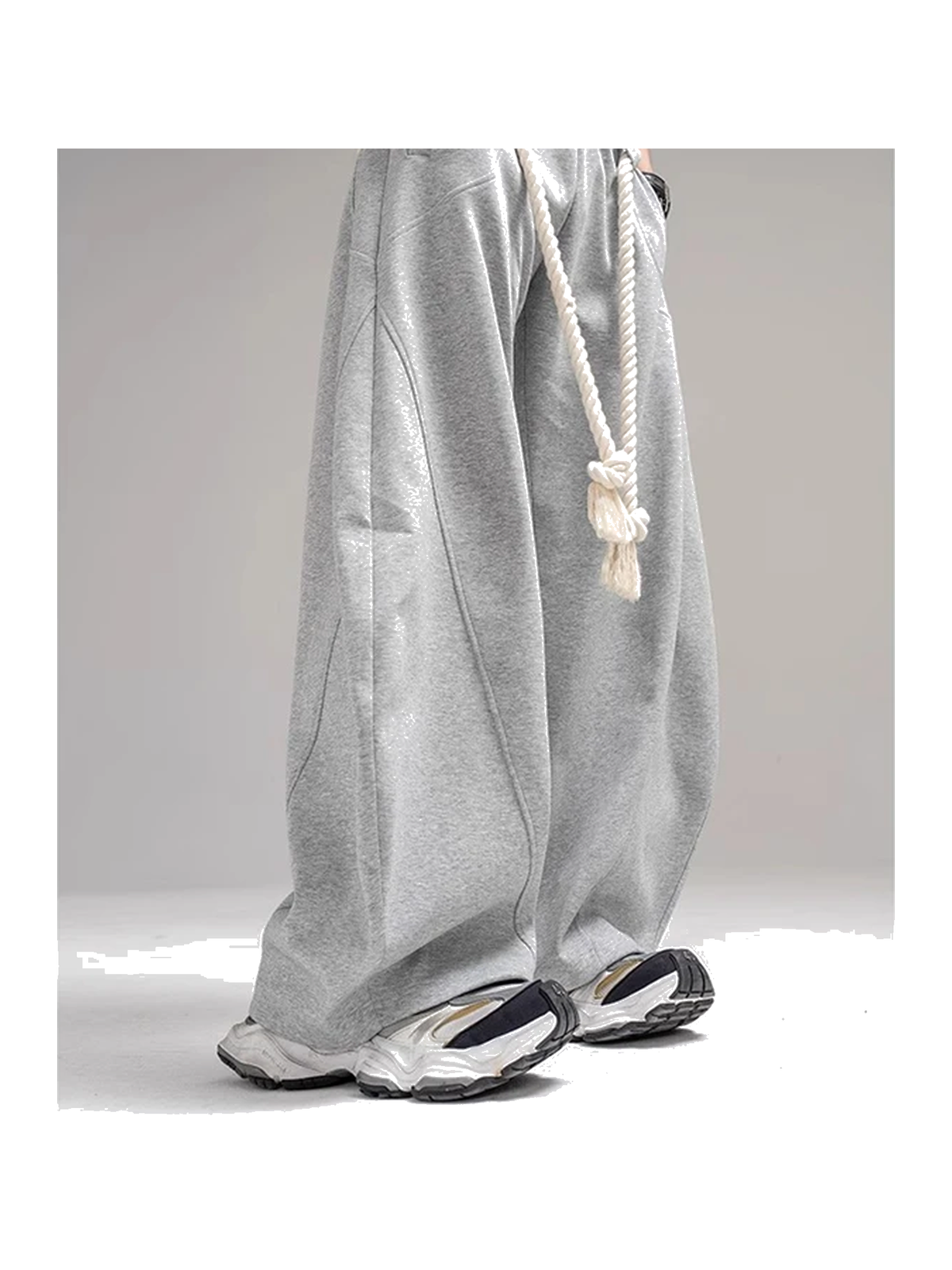 Heather Gray fleece-lined barrel-leg sweatpants view 5