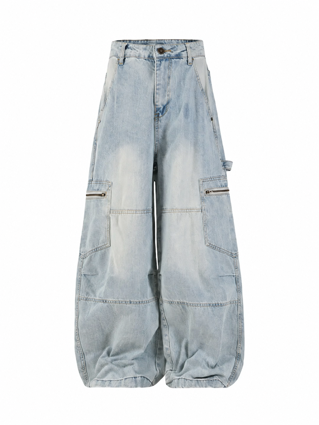 Ace Jolun glacier blue wide-leg cargo jeans front view