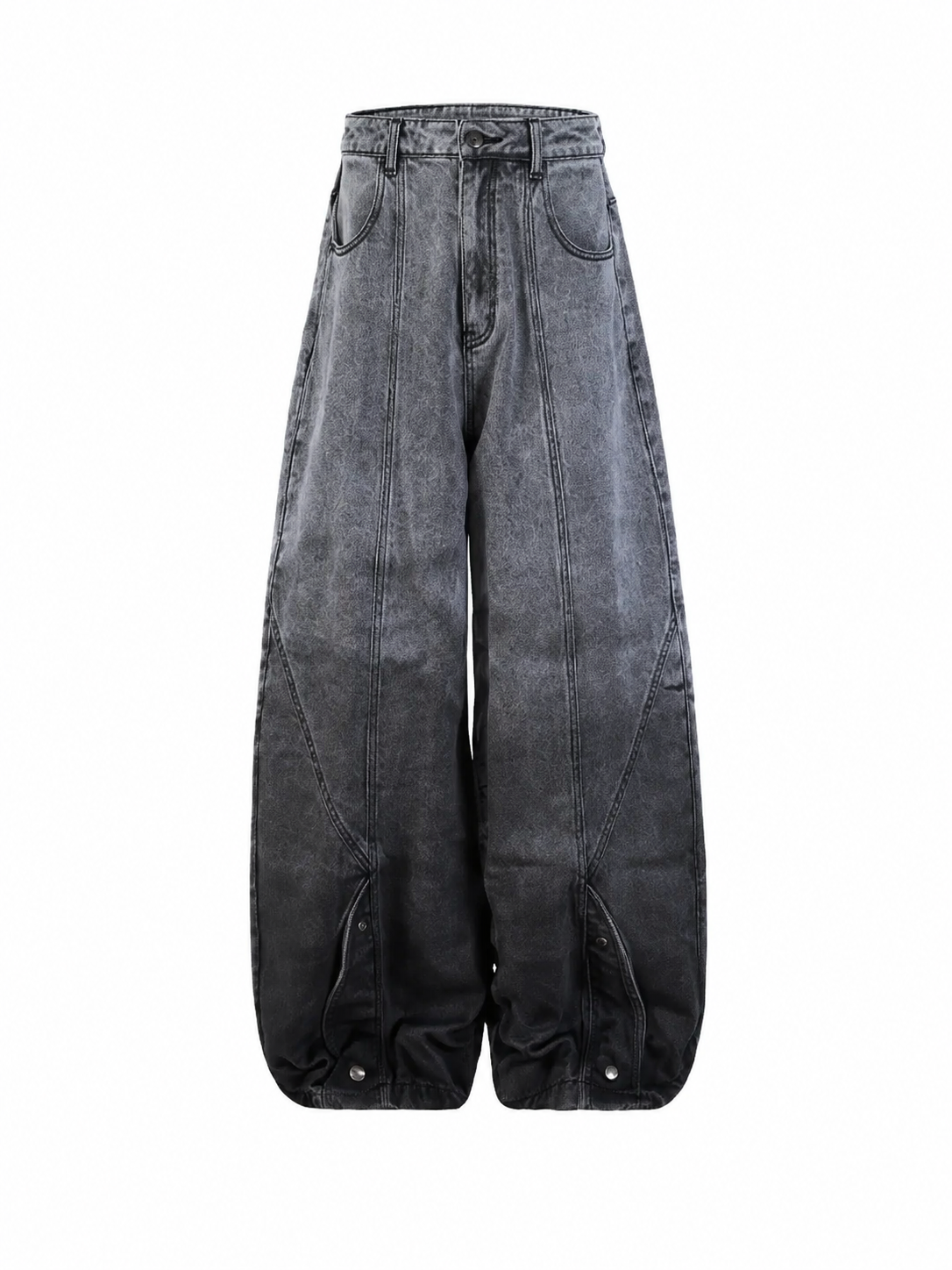 Ace Jolun gradient gray barrel-leg jeans front view