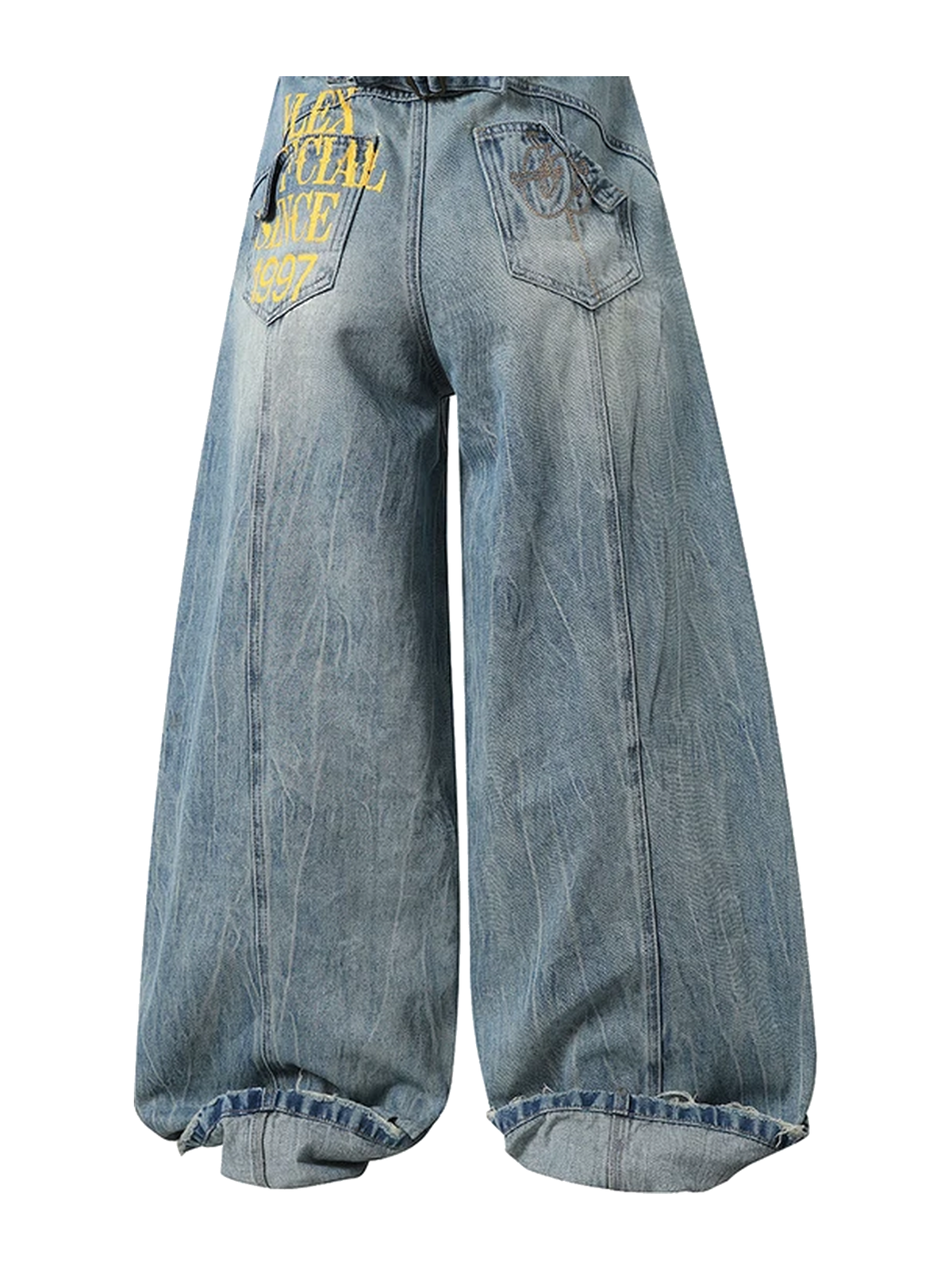 Light Wash Blue graffiti panel wide-leg jeans view 2