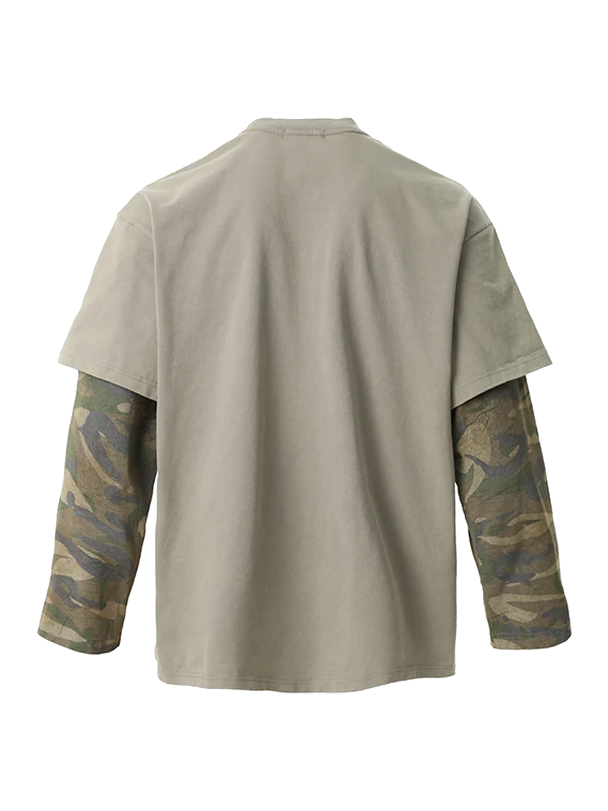 Sand layered-sleeve graphic cotton tee view 2