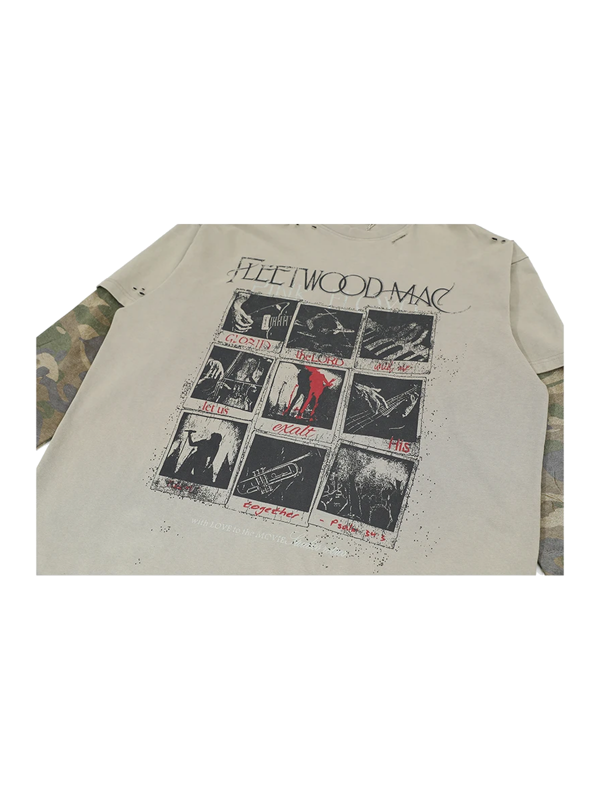 Sand layered-sleeve graphic cotton tee view 3