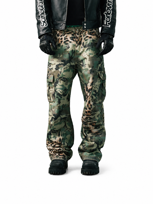 Ace Jolun leopard camouflage printed pants front view