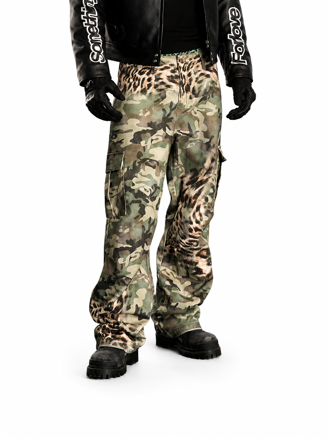 Ace Jolun leopard camouflage printed pants alternate front view
