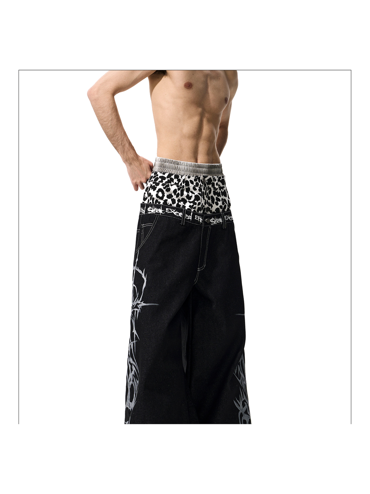 Leopard Double-Waist Thorn Jeans product view 3