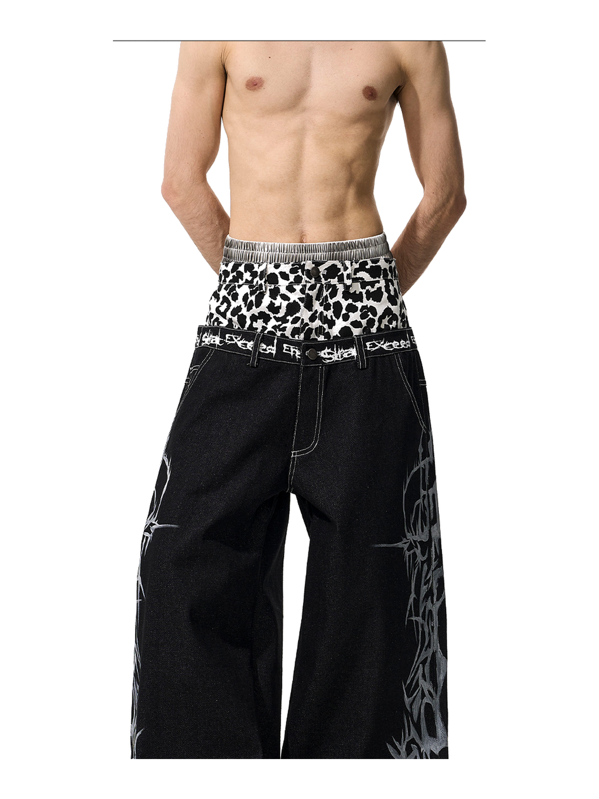 Leopard Double-Waist Thorn Jeans product view 5