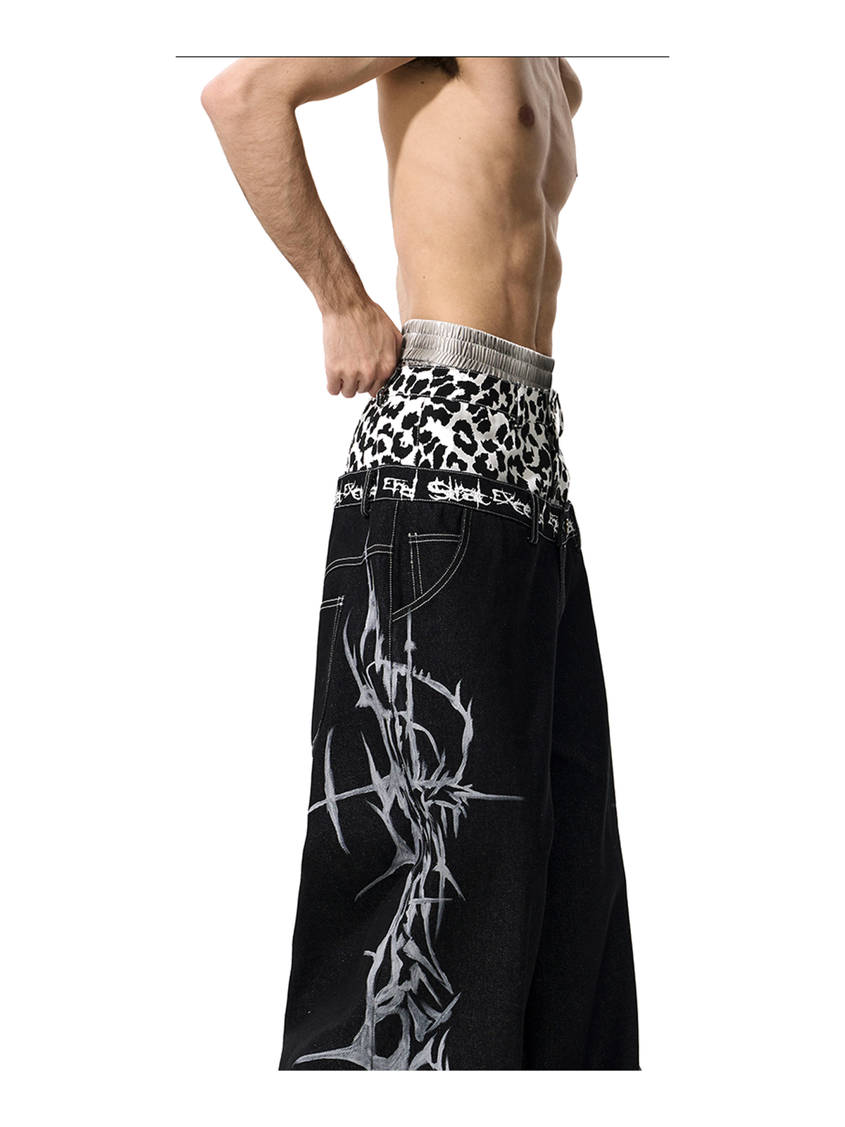 Leopard Double-Waist Thorn Jeans product view 6
