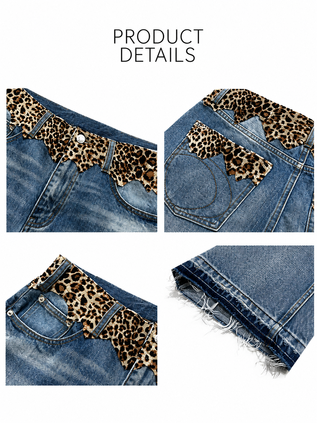 Ace Jolun Leopard Patchwork Flare Jeans product details