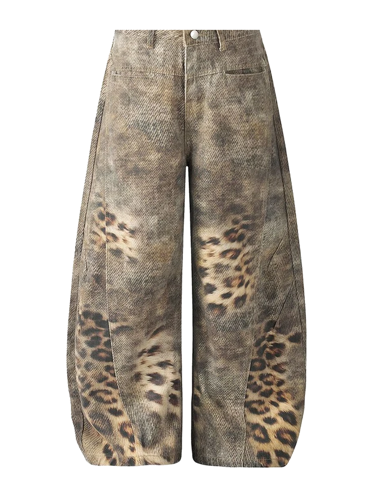 Leopard Brown leopard print wide-leg jeans view 1