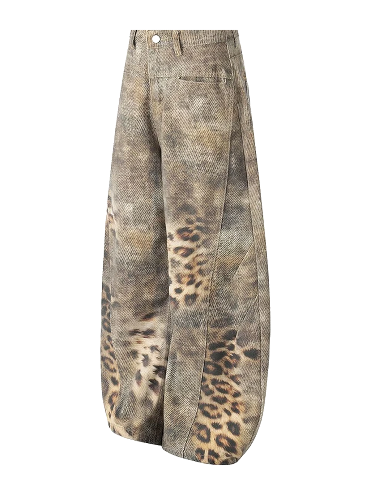 Leopard Brown leopard print wide-leg jeans view 2