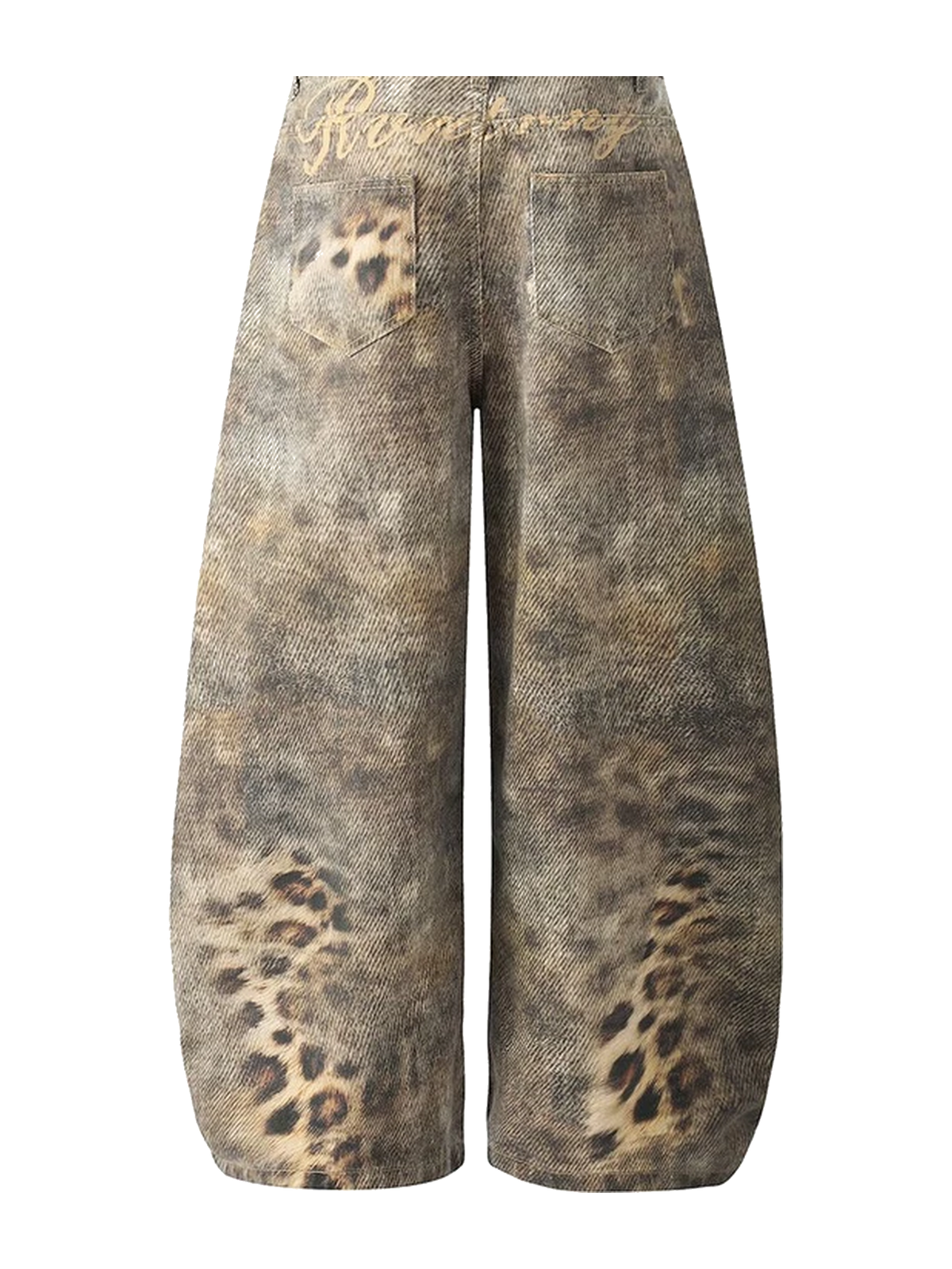 Leopard Brown leopard print wide-leg jeans view 3