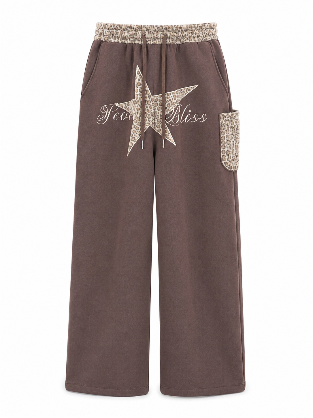 Mocha leopard star sweatpants alternate front view