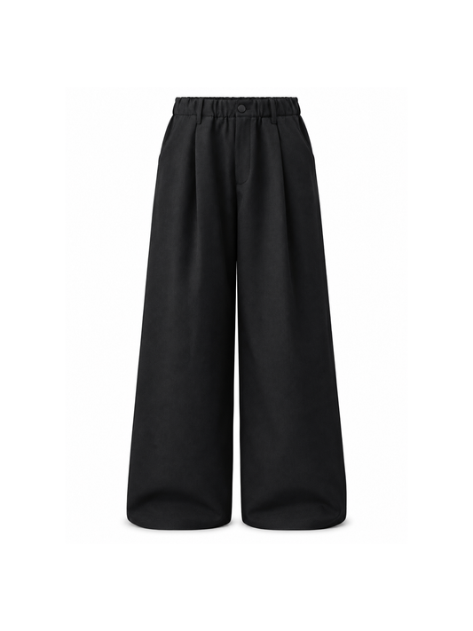 Linen-Panel Raw-Edge Wide-Leg Trousers product image