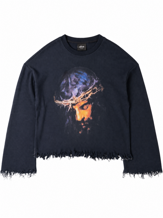Moon Graphic Waffle-Knit Sweatshirt product image