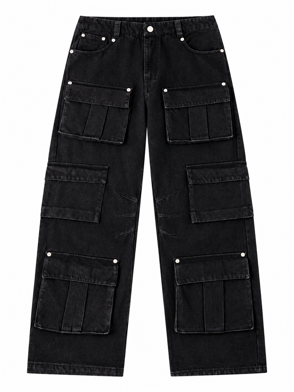Multi-Pocket Curved-Leg Cargo Jeans product image