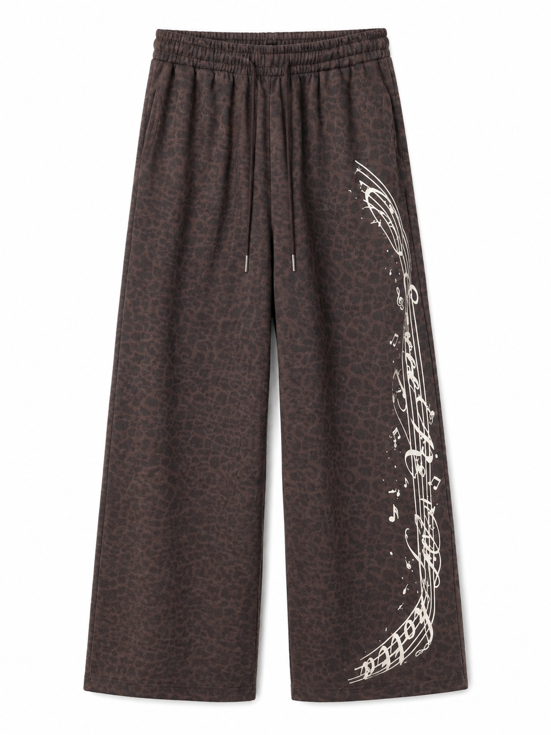 Dark brown leopard music sweatpants alternate view