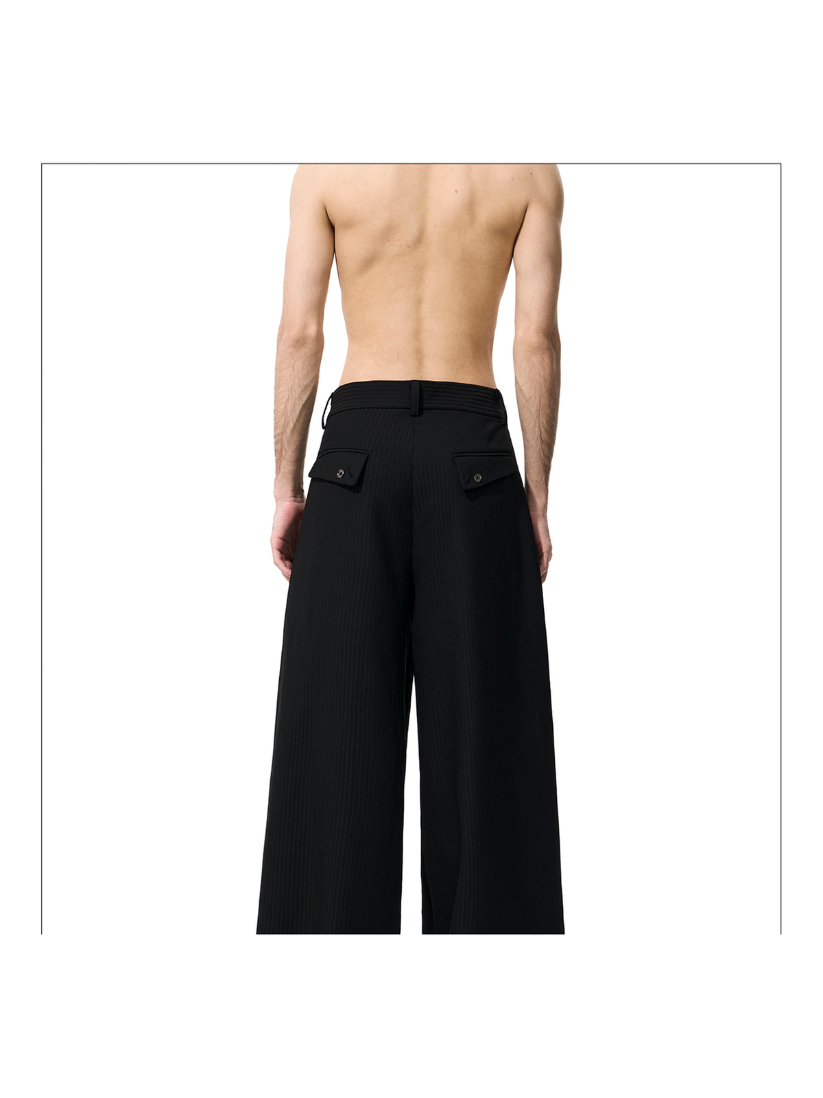 Pinstripe Button Wide-Leg Trousers product view 4