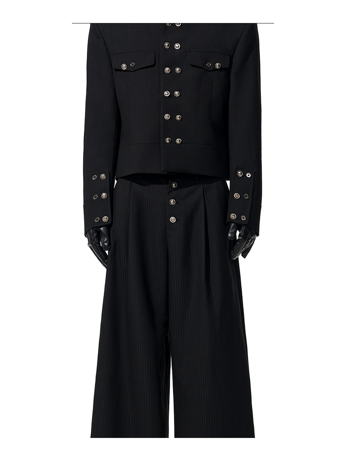 Pinstripe Button Wide-Leg Trousers product view 6