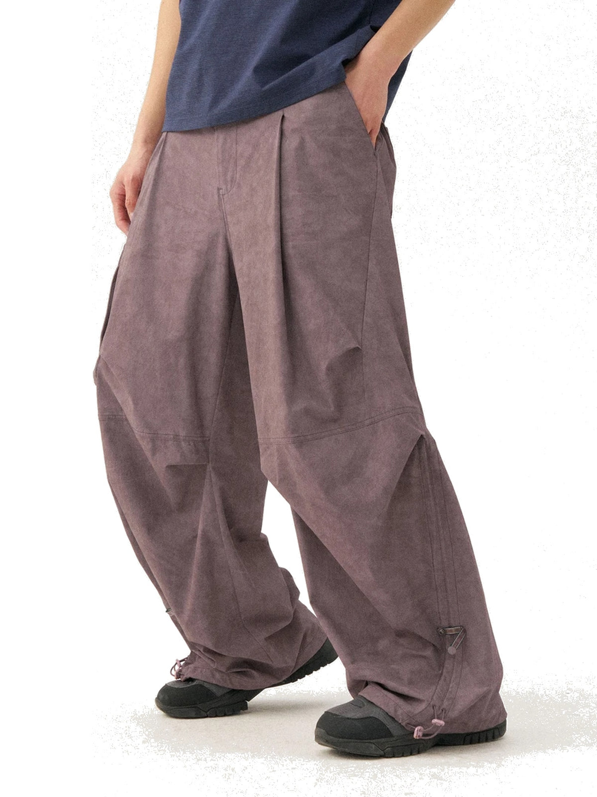 Pleated Drawstring Parachute Pants product image