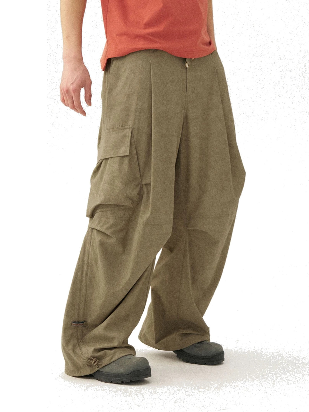 Pleated Drawstring Parachute Pants product image