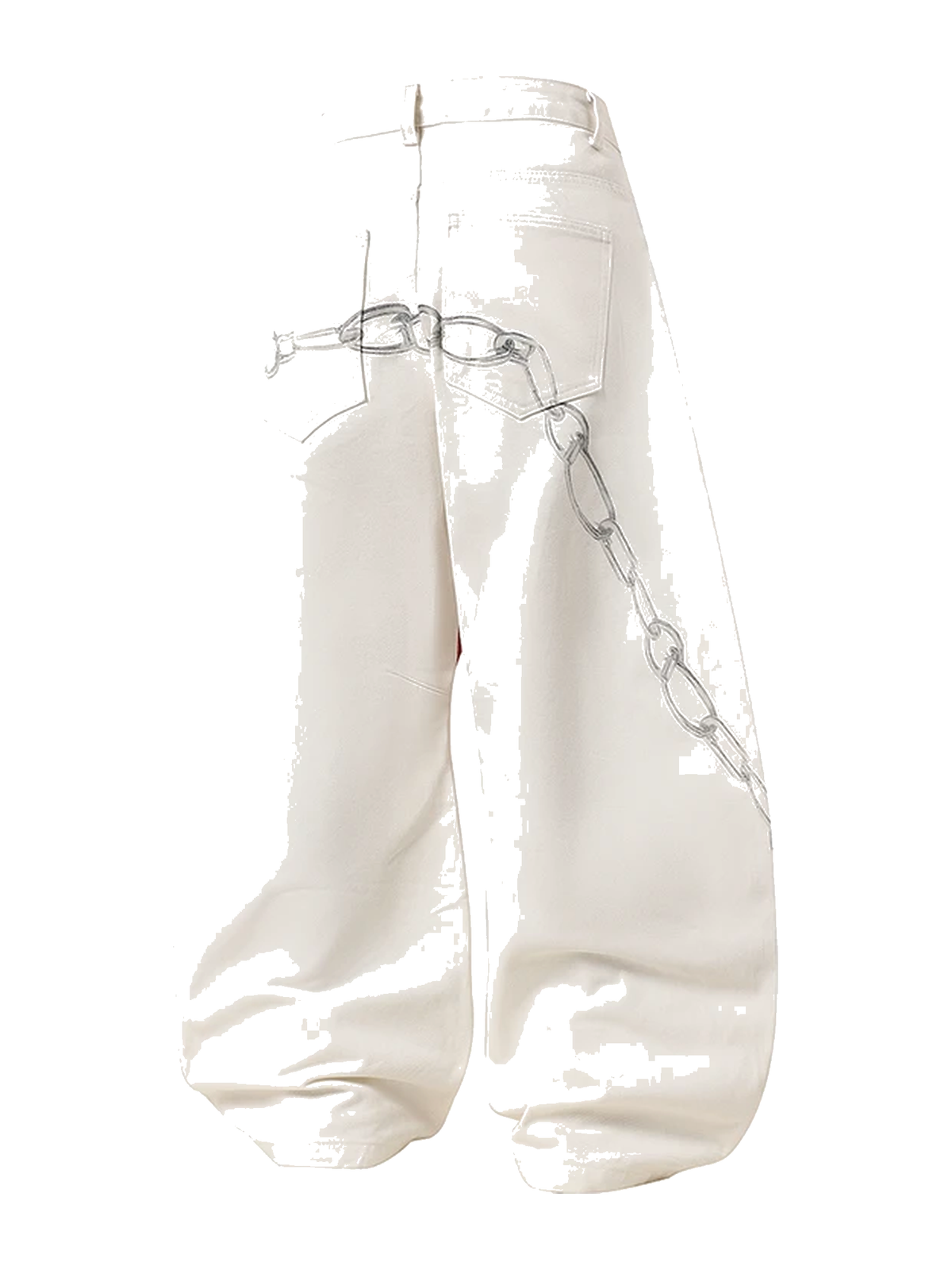 Ivory red graffiti white wide-leg jeans view 2