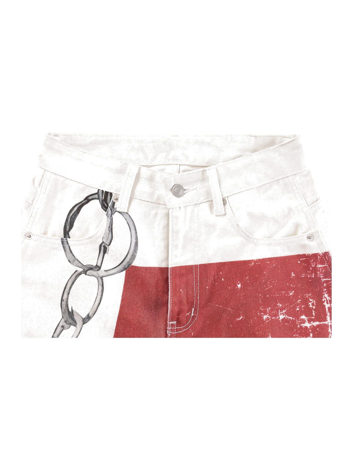 Ivory red graffiti white wide-leg jeans view 3