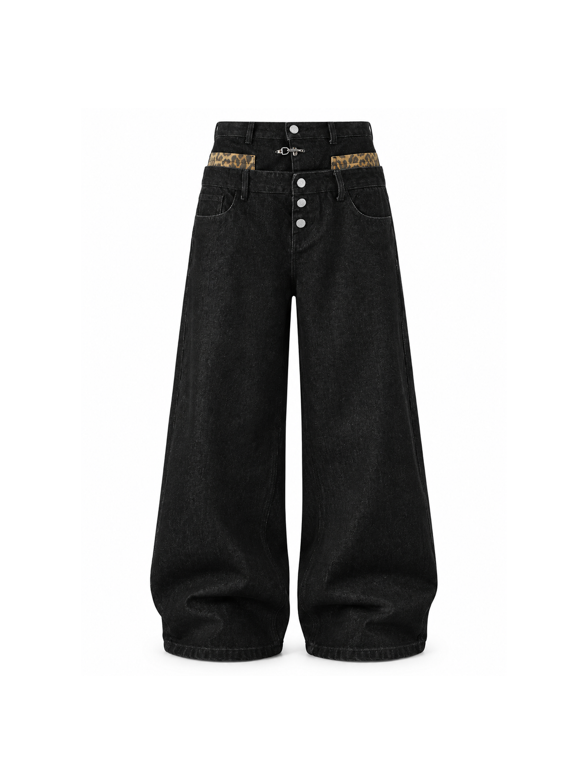 Relaxed Button-Front Wide-Leg Jeans product image