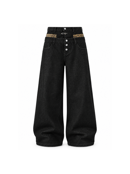 Relaxed Button-Front Wide-Leg Jeans product image