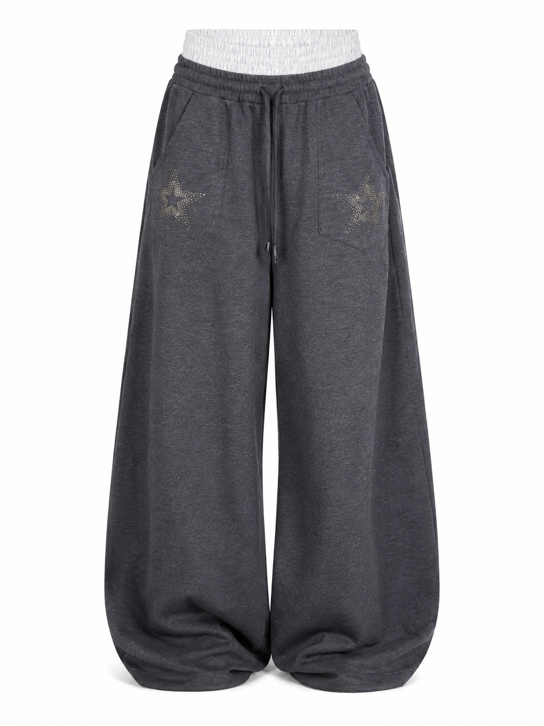 Charcoal rhinestone star sweatpants back view