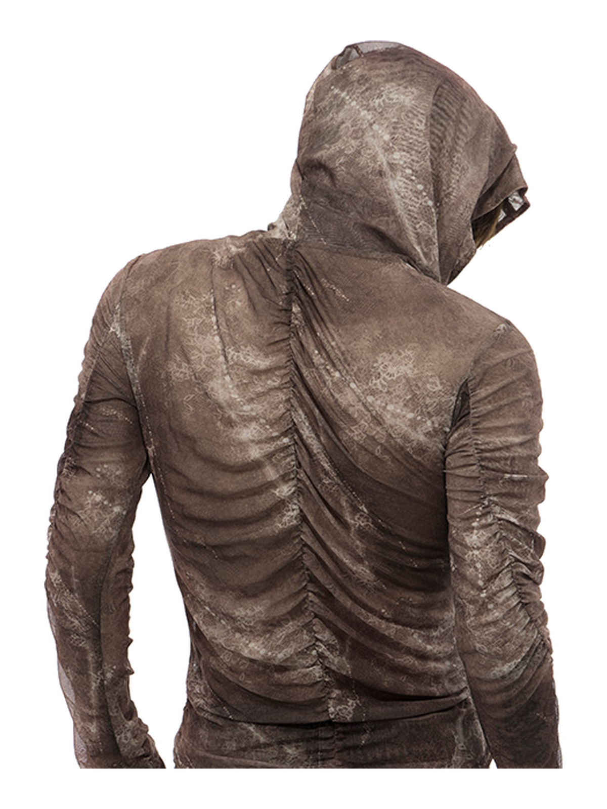 Ruched Sheer Hooded Long-Sleeve Top product view 4
