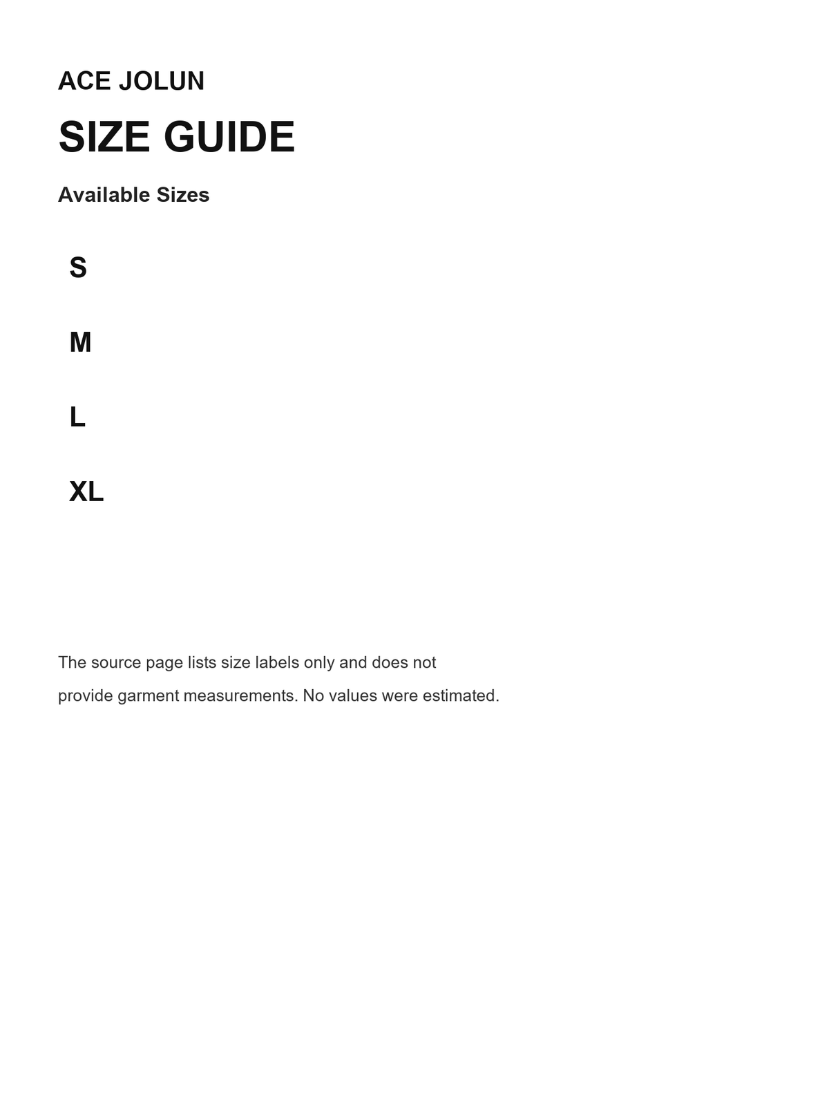 Ace Jolun size guide for Snow-Washed Signature Heavyweight Tee