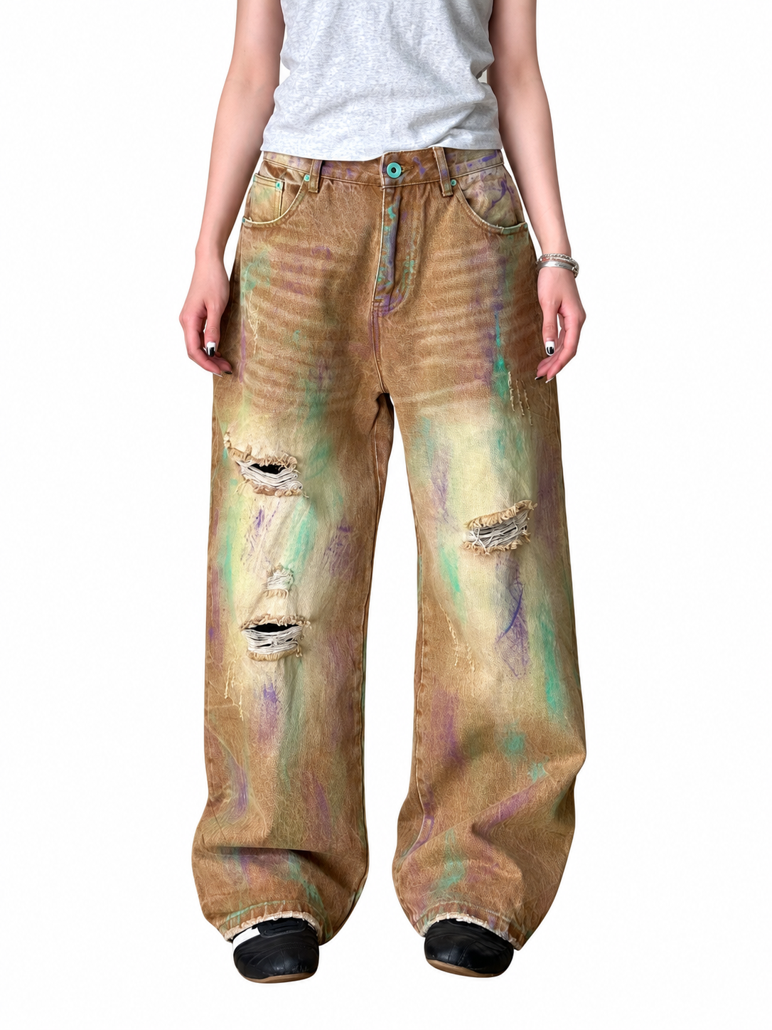 Splatter Print Distressed Jeans product image