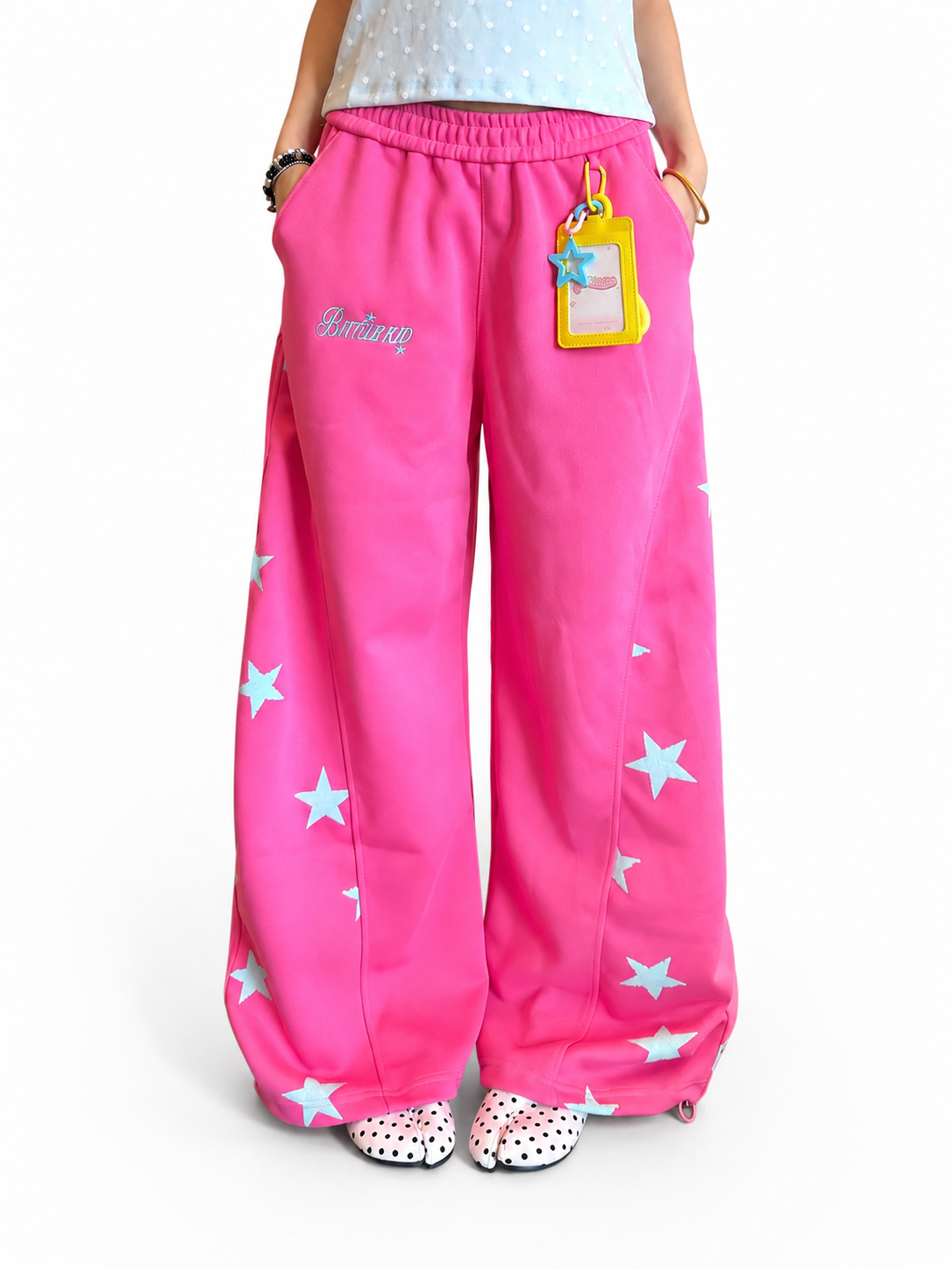 Ace Jolun hot pink star graphic wide-leg sweatpants
