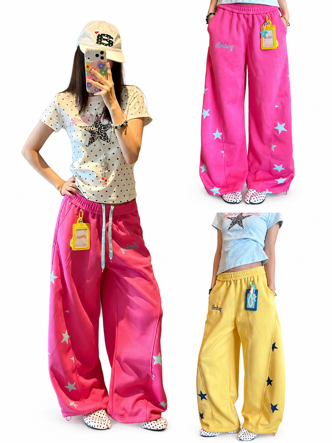 Ace Jolun star graphic sweatpants color collage