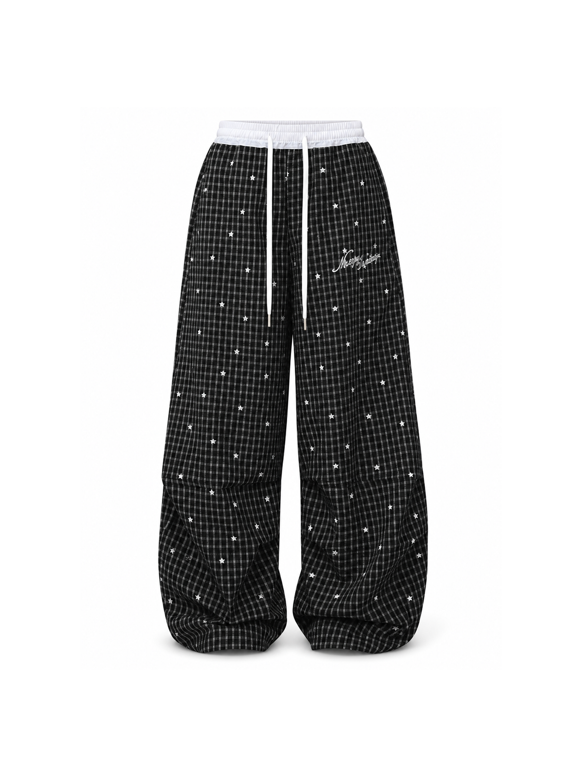 Star Grid Embroidered Wide-Leg Pants product image