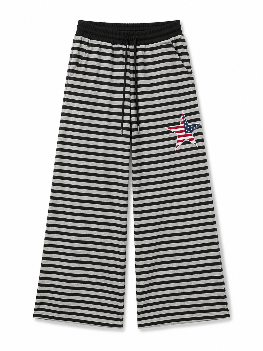 Black gray stripe star sweatpants alternate view