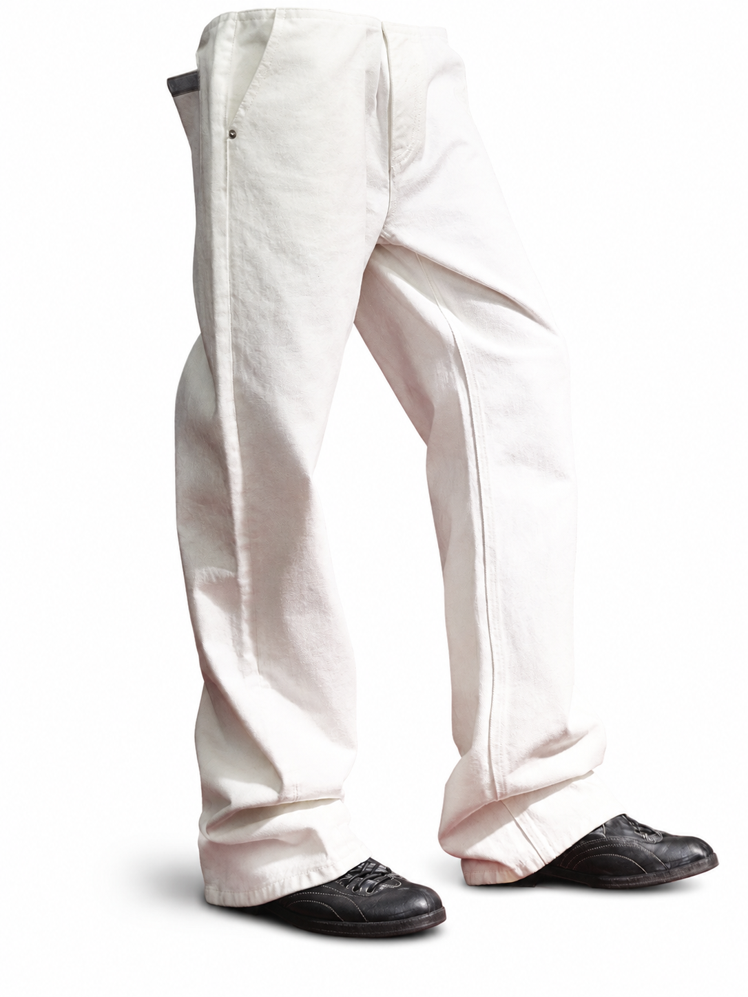 Ace Jolun white structured straight-leg jeans front view